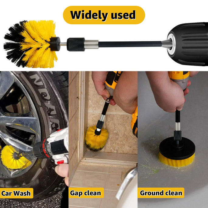 Drill Brush Cleaning Kit – 6-in-1 Scrub Set with Extension Rod